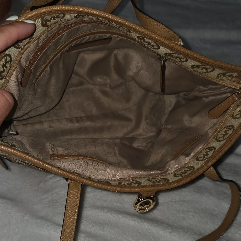 Michael Kors Beige and Brown Logo Tote